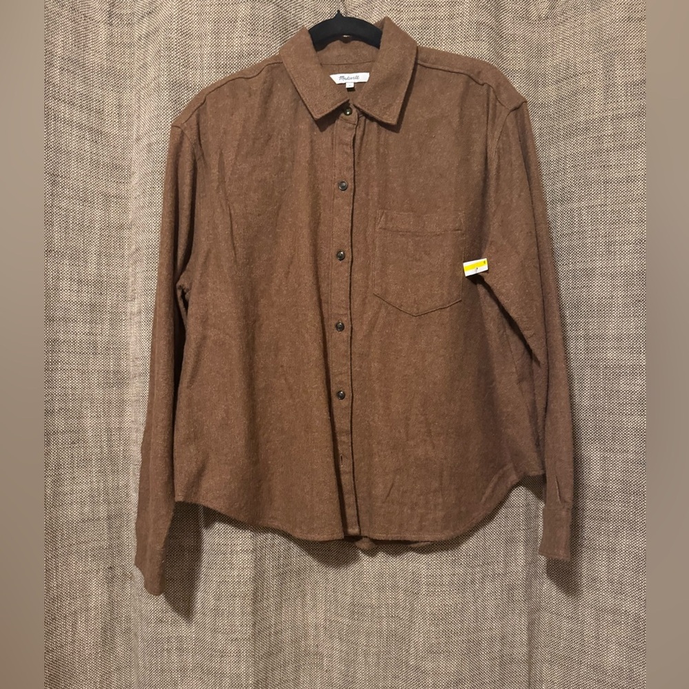 Madewell- NWOT- Cozy Brown Flannel Shirt- M